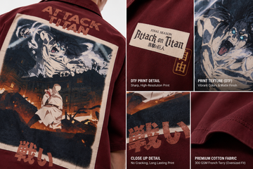 Attack on Titan Oversized Maroon Shirt