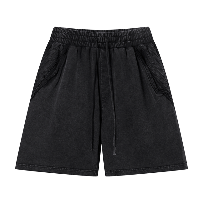 Unisex Vintage Wash Raw Edge Shorts Hover Image