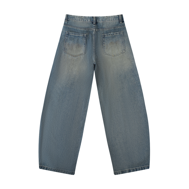 Men's Distressed Barrel Leg Jeans Main Image