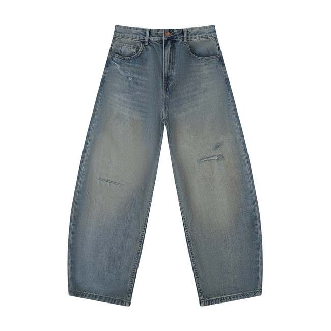 Men's Distressed Barrel Leg Jeans Hover Image
