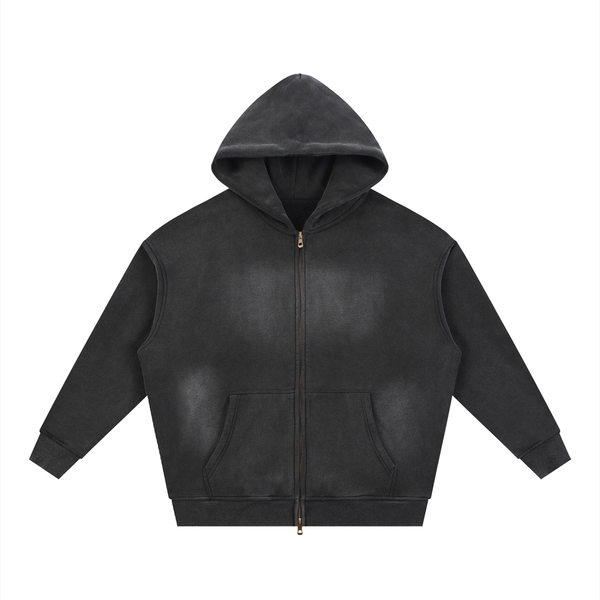 Sunfade Two-way Zipper Boxy Fleece Hoodie