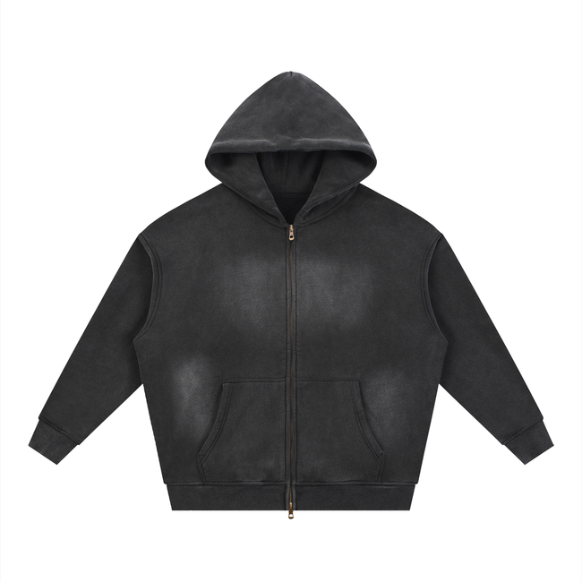 Sunfade Two-way Zipper Boxy Fleece Hoodie Hover Image
