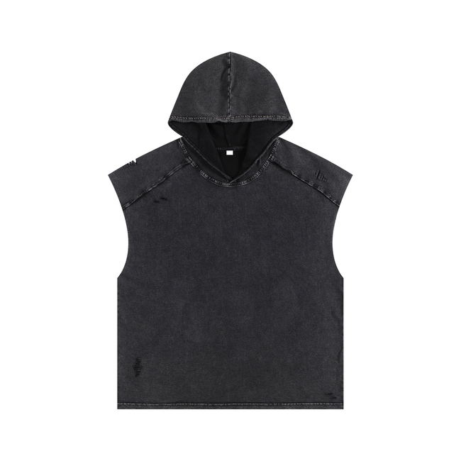 Snow Washed Boxy Hooded Tank Top Hover Image