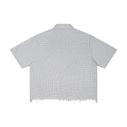 Unisex Distressed Plaid Boxy Shirt