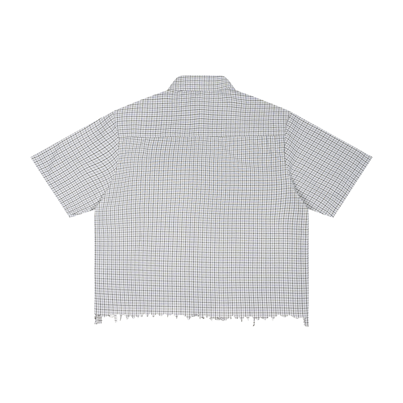 Unisex Distressed Plaid Boxy Shirt
