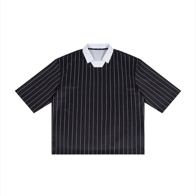 Unisex Pinstripe Collared Soccer Jersey Hover Image