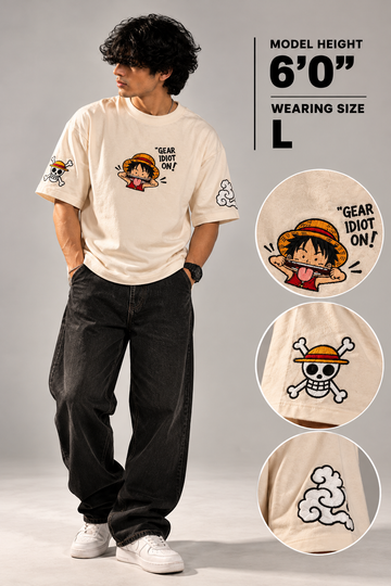 Luffy Gear Idiot Unisex Oversized French Terry T-Shirt