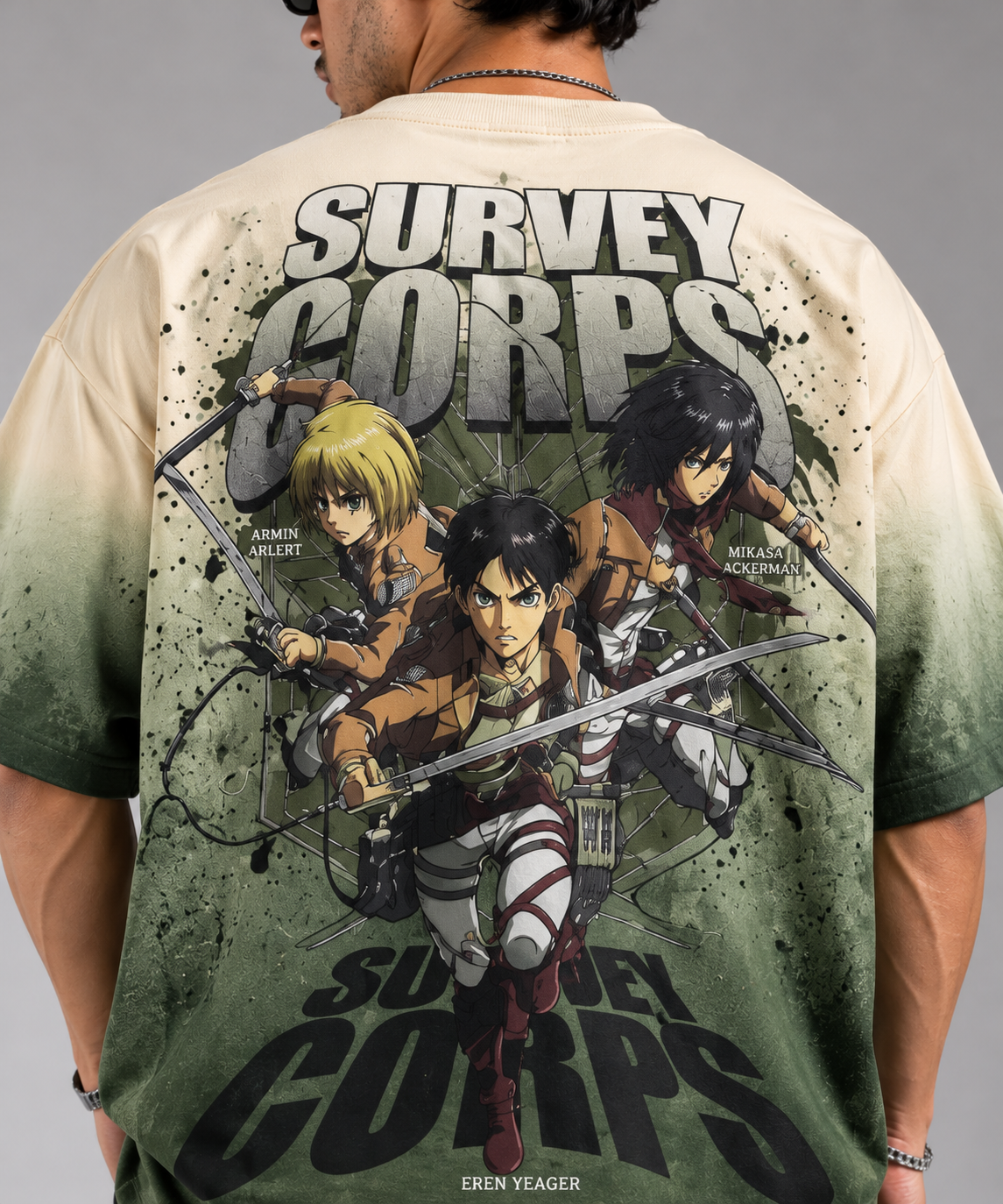 Close-up of Survey Corps character graphic on back