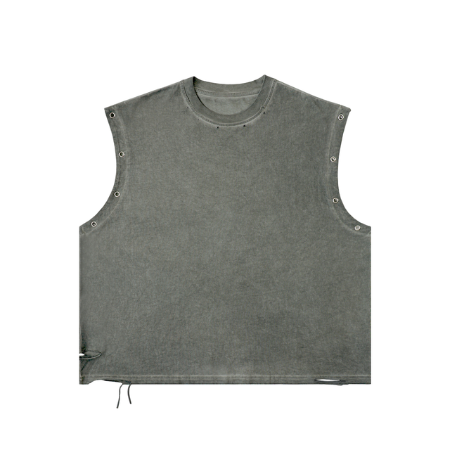 Distressed Grommet Eyelet Tank Top Hover Image