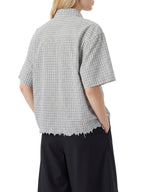 Unisex Distressed Plaid Boxy Shirt