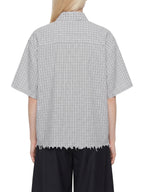 Unisex Distressed Plaid Boxy Shirt