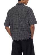 Unisex Distressed Plaid Boxy Shirt