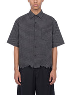 Unisex Distressed Plaid Boxy Shirt
