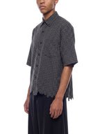 Unisex Distressed Plaid Boxy Shirt