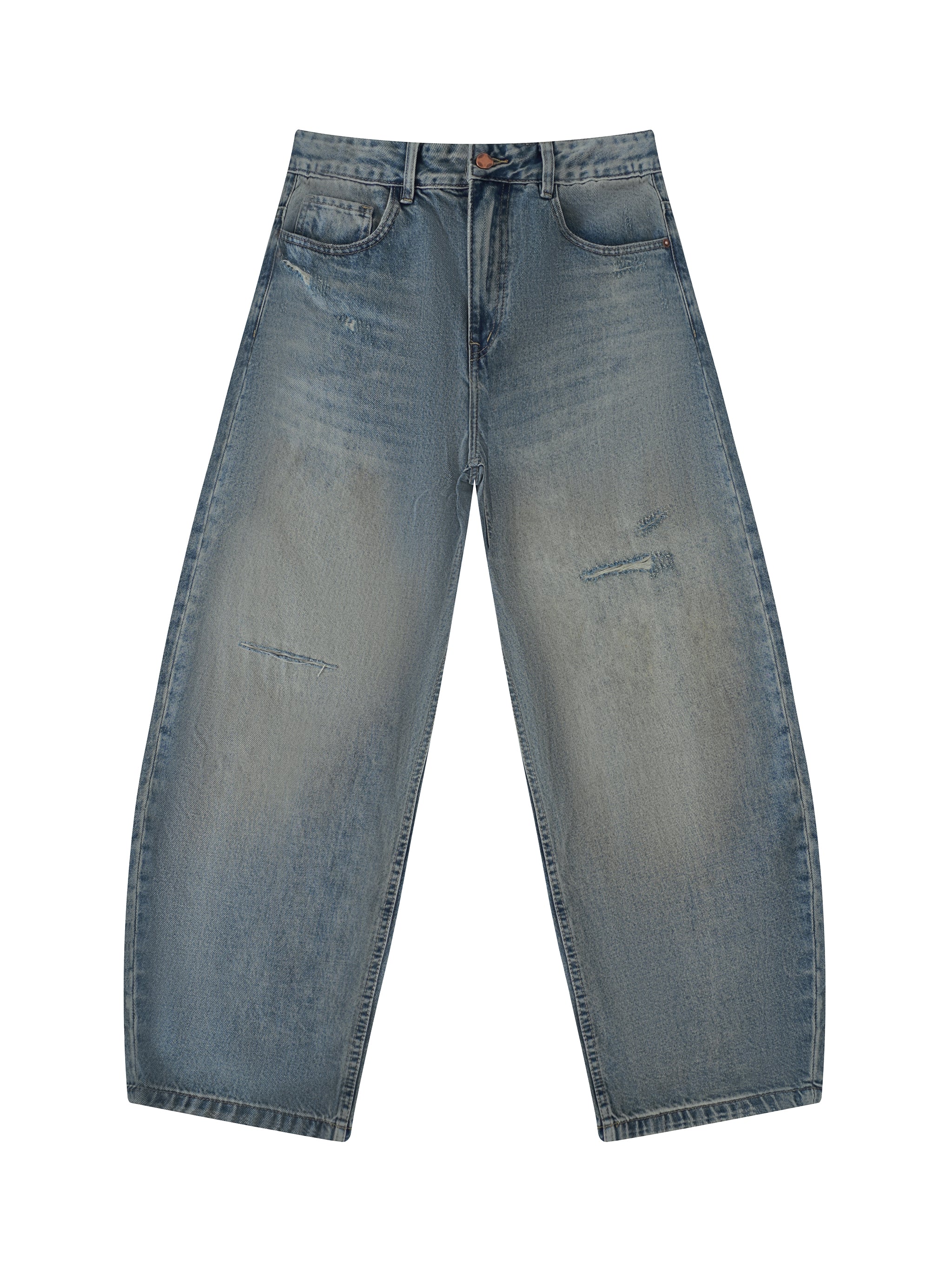 Men's Distressed Barrel Leg Jeans