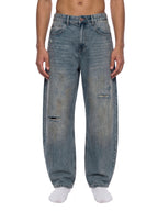 Men's Distressed Barrel Leg Jeans