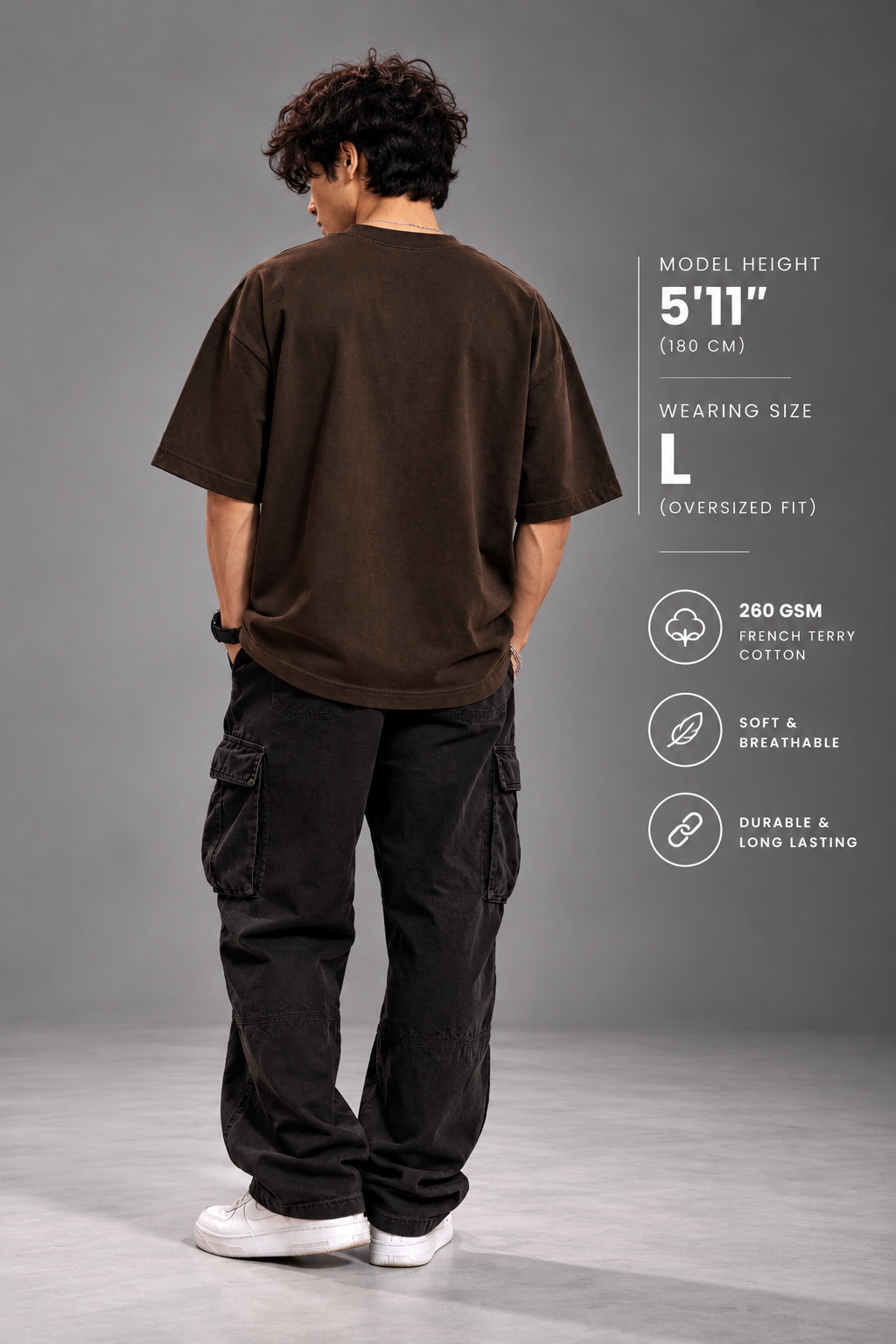 Sleepy Zenitsu plain back view with illustrative model sizing